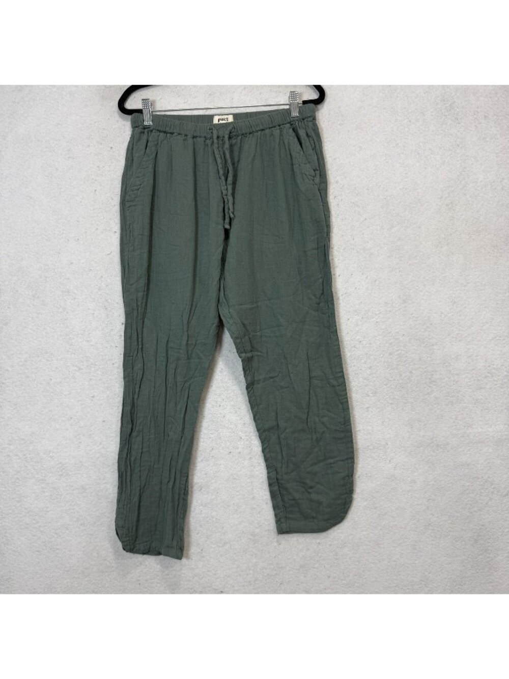 Pact Pants Womens Medium Green Organic Cotton Jogger Elastic Waist Casual